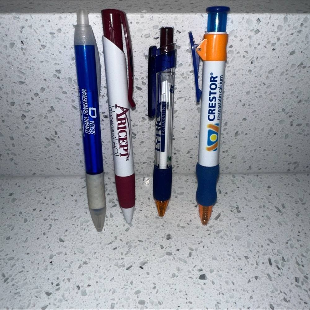 Pharmaceutical Rep Pens Crestor Duragesic Lyrics Aricept All Ink Works Lot of 4